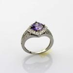 Women Jewelry 925 Silver 7mmx7mm Blue Topaz Square Cubic Zirconia Ring(FR022)