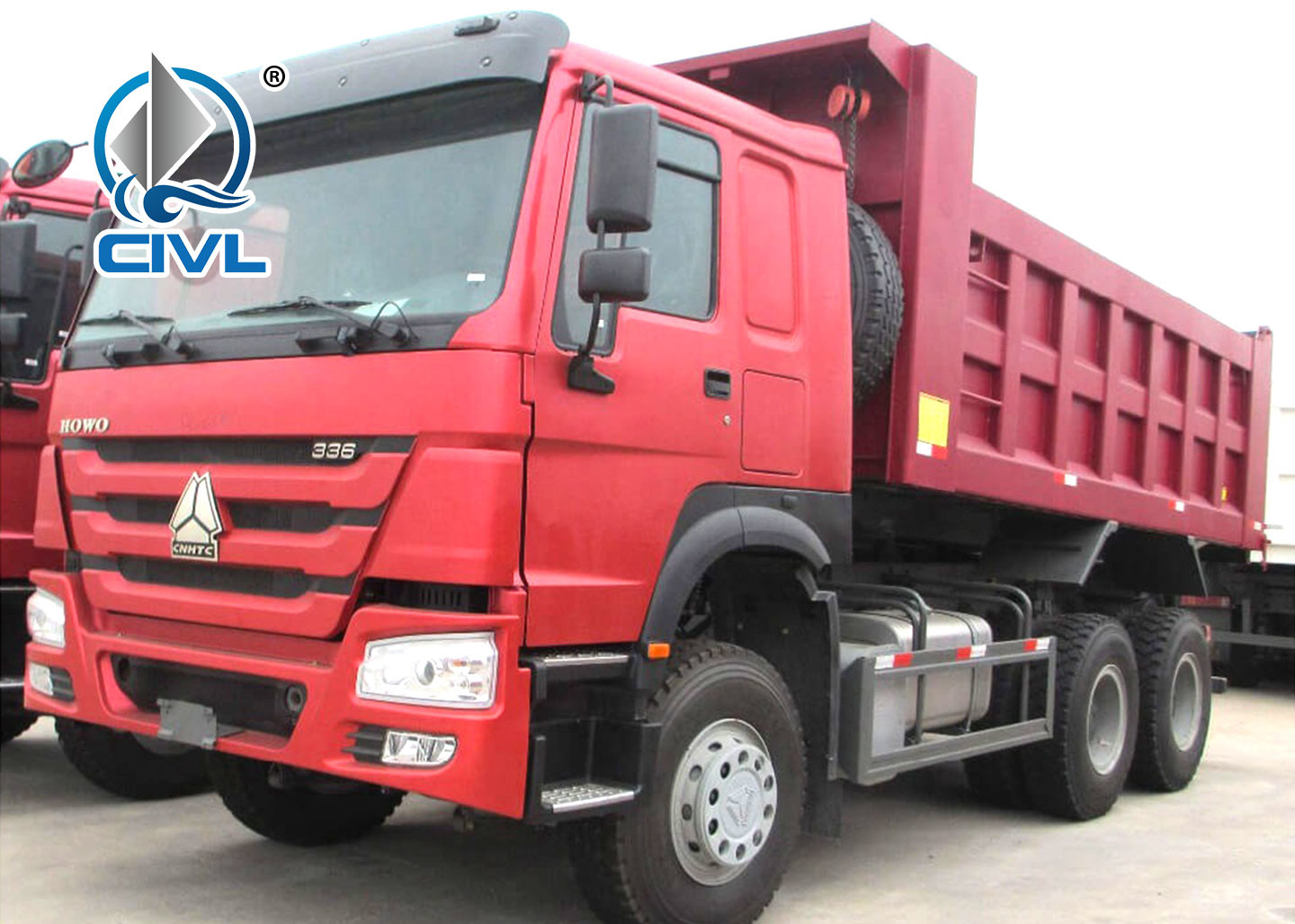 20 Ton Heavy Equipment Dump Truck 6x4 , Red Color 2 Axle Dump Truck 336hp Tipper