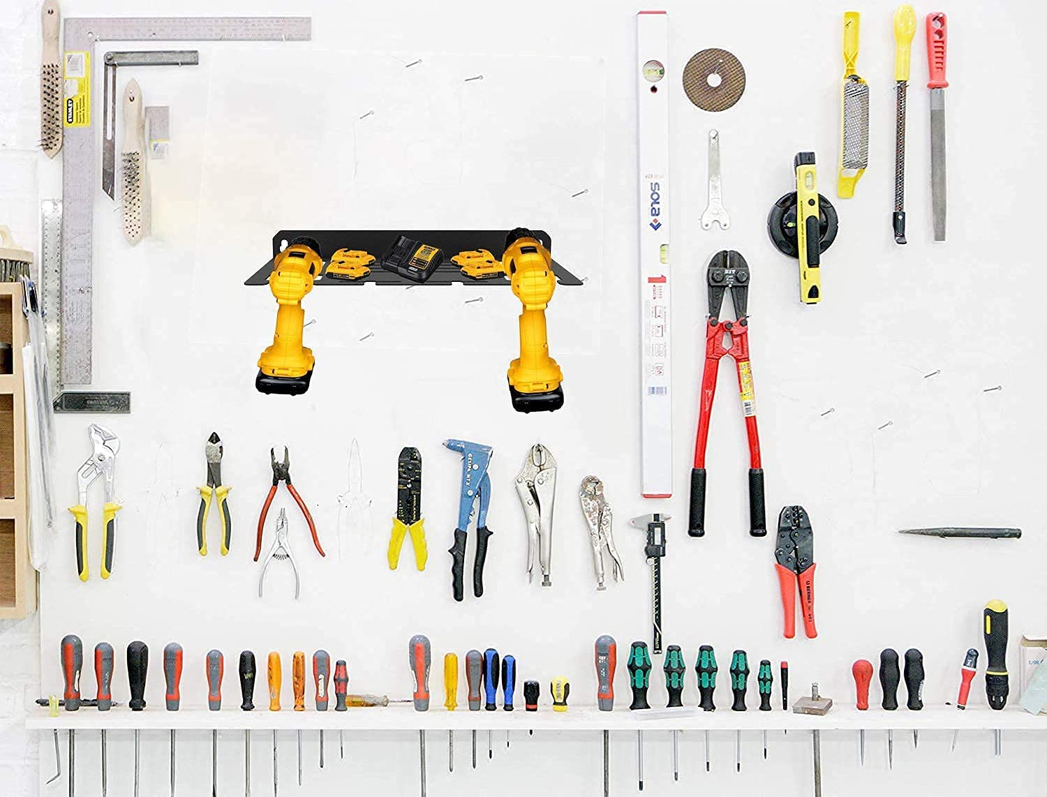 Countertop Wall Mounted Utility Battery Storage Organizer for Workshop Drill Holder