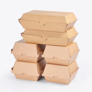 Quality 2 Sizes Kraft Paper Burger Box , Burger Takeaway Box Thickness 250gsm wholesale