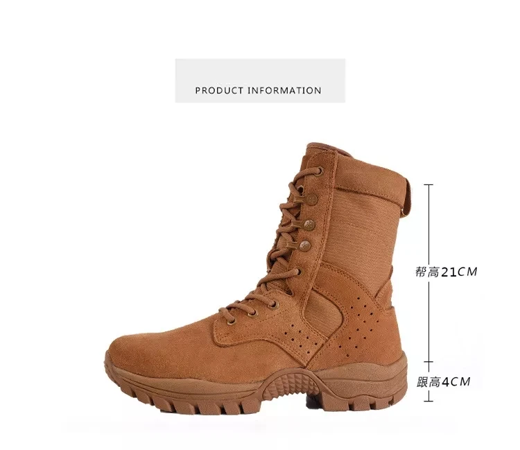 Brown Combat Boots Military Leather Waterproof Work Tactical Size 4 Durable