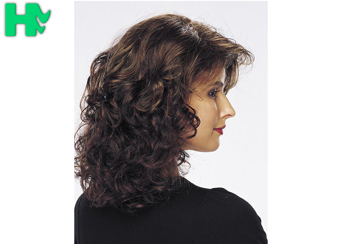 No Lace Synthetic Hair Wigs Heat Resistant Fiber Curly Wave For Women