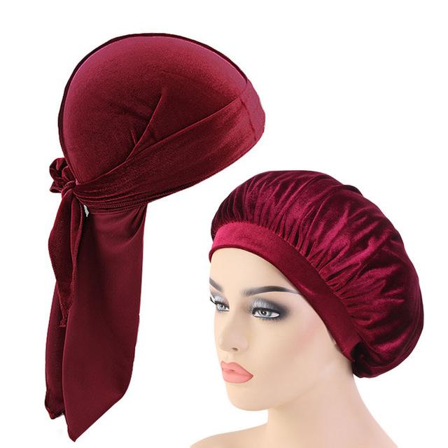 Velvet Durags And Bonnets Set For Sleeping Daily Custom Printed Bonnets