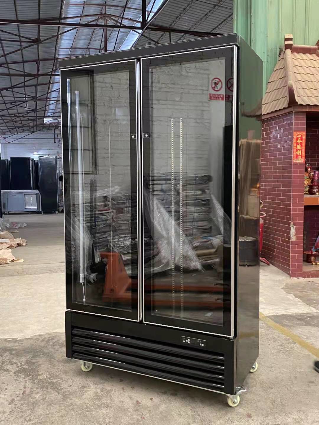 Double full glass door display cooler for energy drink display with high quality made in China