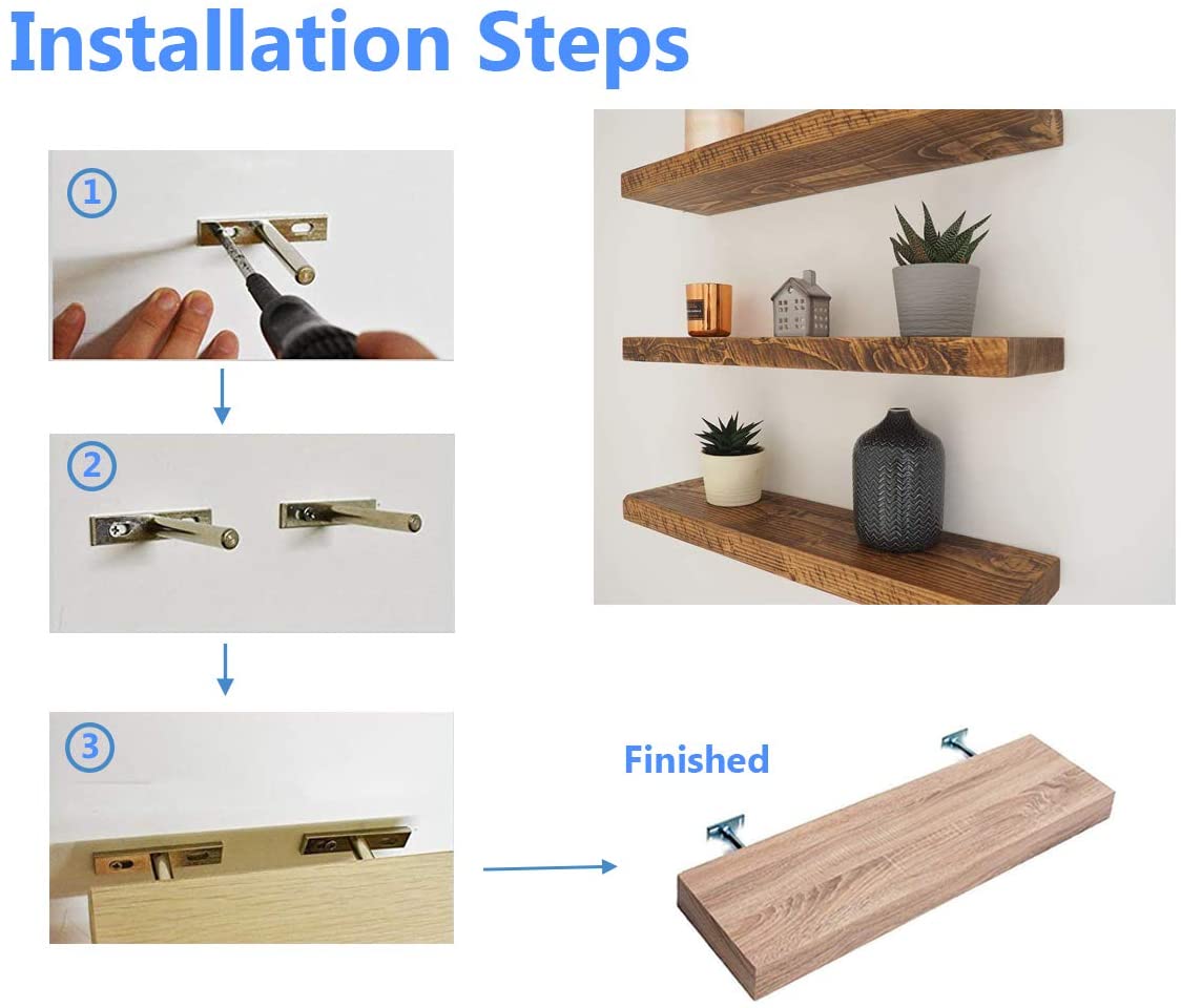 Hardware Included Black Solid Steel Floating Shelf Bracket for Blind Shelf Supports