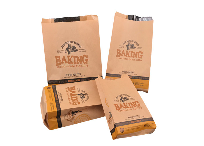 Recycled Greaseproof Food Grade Kraft Paper Bags Press Varnishing ODM Service
