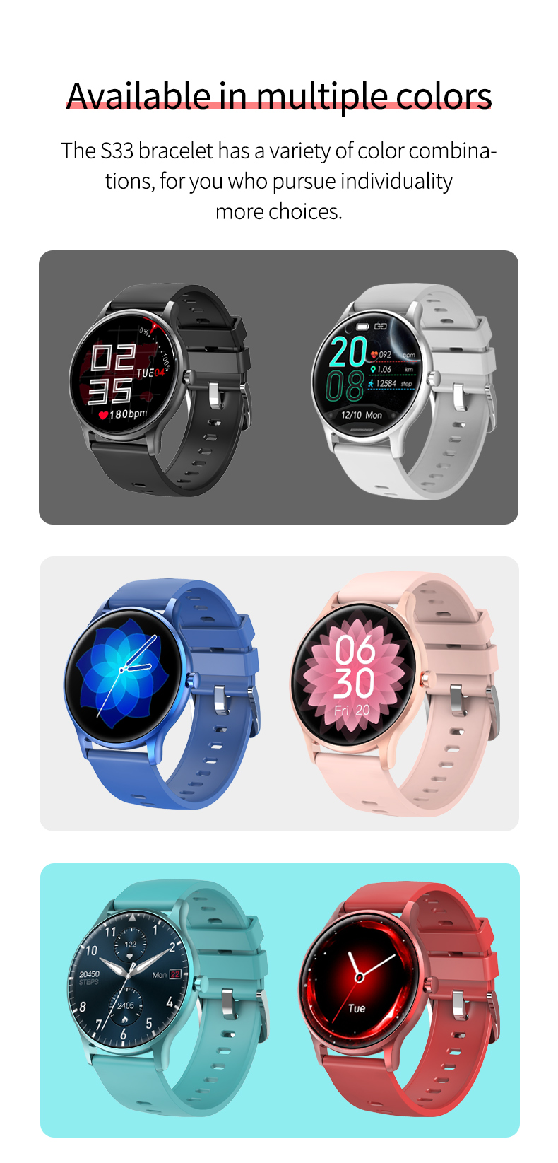 Waterproof IP67 Round Smart Watch With Multiple Messages Push