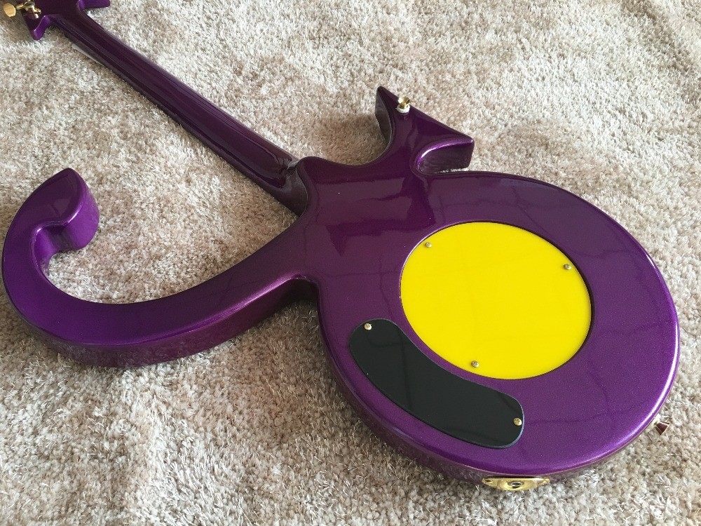 Custom guitar shop prince guitar Purple color boat anchor electric guitar with golden hardwares plastic pickguard