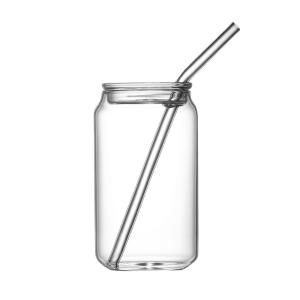 Quality Reusable Borosilicate Glass Tumbler With Straws , Stain Free Glass Cappuccino Cups wholesale