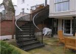 Solid Wood Tread Curved Wood Stairs Stainless Steel Inside / Outside