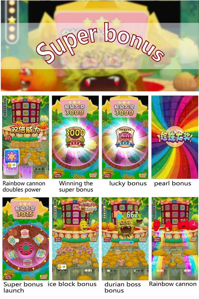 Exciting Indoor Happy Fruits Redemption Game Machine Coin Operated For Kids Low Consumption