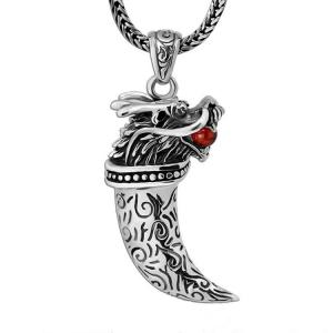 Quality Retro Sterling Silver Necklace with Dragon Pendant for Mens Jewelry(XH051823W) wholesale