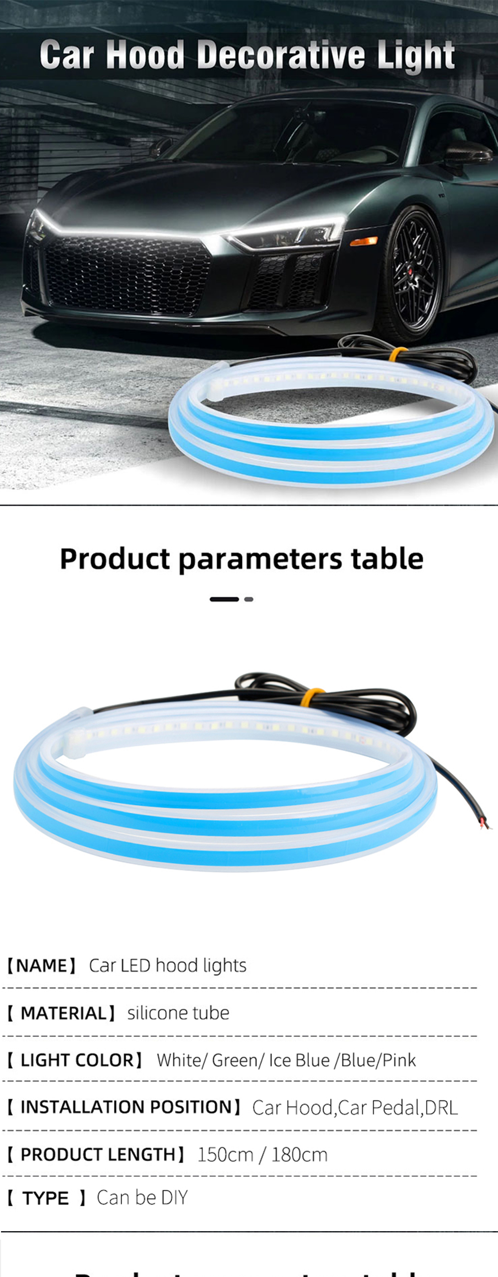 2pcs 12V Flexible Waterproof Car Headlight LED Tube Strip Turn Signal Brake Flow Guide Lights DRL