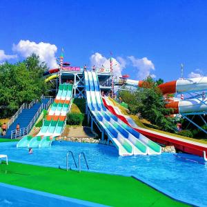 Quality ODM Kid Aqua Theme Park Swimming Pool Water Fun Toy Rides Fiberglass Slide Set wholesale