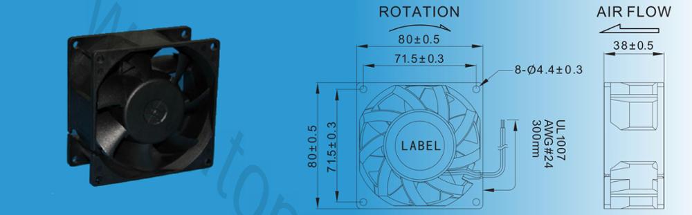 80X38mm dc cooler axial 24V brushless cooling fan electronic components suppliers