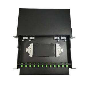 Quality 24 Port Black Metal Fiber Optic Terminal Box 430x200x46mm wholesale