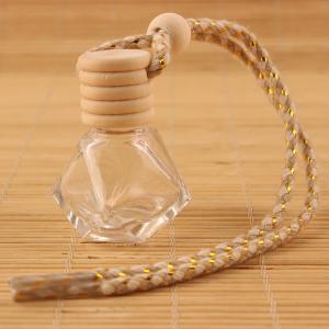 Quality 8ML Diamond Perfume Bottle, Car Perfume Bottle Pendant, Transparent Glass, Empty Bottle with wooden cap wholesale