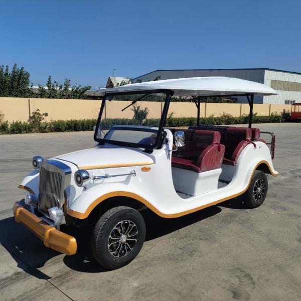 8 Seater Electric Classic Golf Cart White Outdoor Vintage Car Lithium Battery
