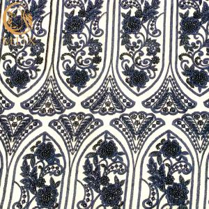 Quality African Beaded Sequins Embroidered Dress Lace Fabric 91.44Cm Length wholesale