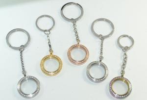 Quality 2014 New 316L Stainless Steel CNC Prong Setting CZ Crystal Stones Key Chain Glass Lockets wholesale