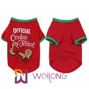 Quality CVC Jersey 180G Red Printing Dog Christmas T Shirt Customizable wholesale