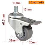 30kg Mini Caster Wheels 1.5 Swivel Casters With Brake 2615S-53