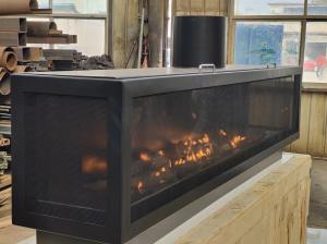 Quality Three-sided gas fireplace Propane Gas Natural Gas Fireplaces European Black Matte Carbon Steel wholesale