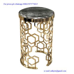 Quality modern designed metal corner table stainless steel laser cutting base side table wholesale