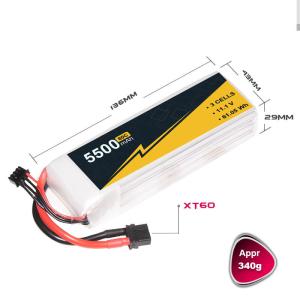 Quality 5500mAh 3s 11.1v 80C FPV Drone Battery wholesale