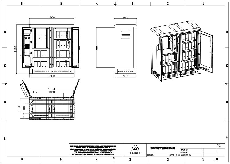 Two Compartments Outdoor Battery Cabinets , External Telecoms Cabinet