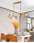 Modern Circle Rectangle Chandelier Lighting Living Dining Room Diamond Crystal