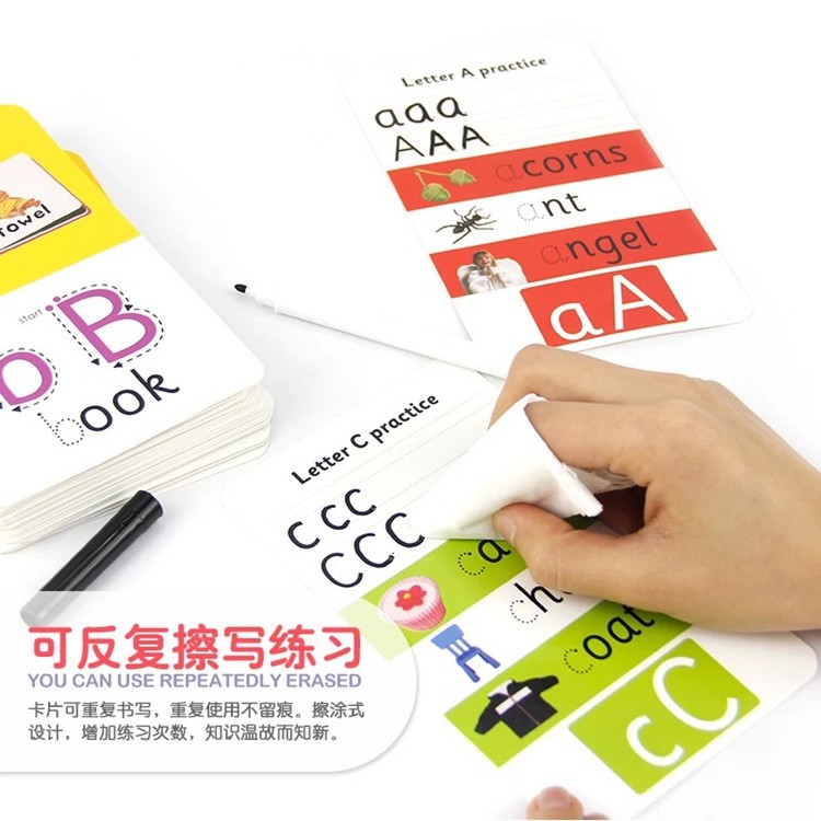 ABC 123 Children'S Learning Flash Cards Luxury Colorful Printed 300g