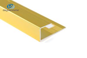 Quality CQM Aluminium Floor Edge Trim Strip , T6 Aluminium Brushed Gold wholesale