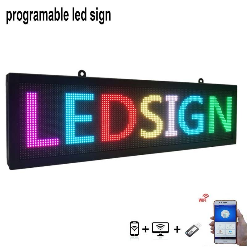 P5 Programmable Scrolling LED Window Display Signs 40*8 Inch Indoor