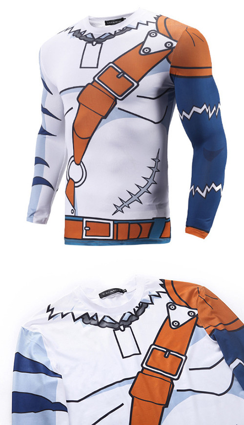 Anti Wrinkle Anime Round Neck Comic Track T Shirts Long Sleeves