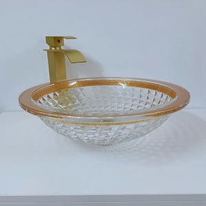 Quality Gold Edge Colorful Wash Basin 450mm Diamond Deep Vessel Cone Shape Elegant wholesale