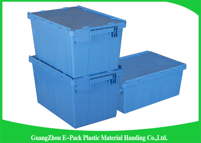 60L Plastic Attached Lid Containers Heavy Duty Stackable Moving 600 * 400 * 365mm