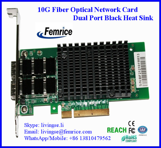 Femrice 10G Dual Port SFP+ Slot PCI Express x8 Server Network Adapter, Intel 82599 Chipset