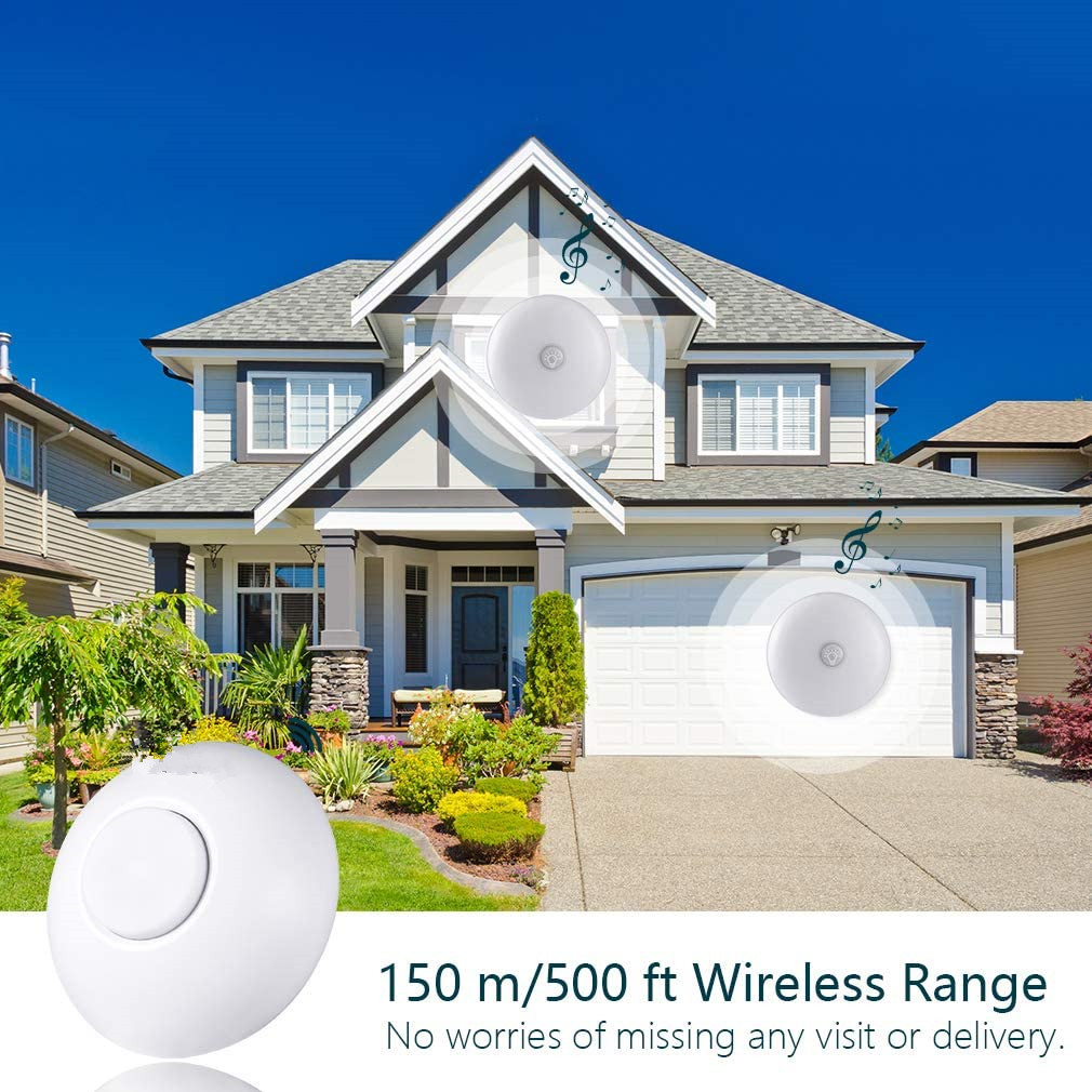 Plug-in Receiver Chimer and Waterproof Transmitter,4 Volume Adjustment Wireless DoorBell Smart Touch LED Night Light