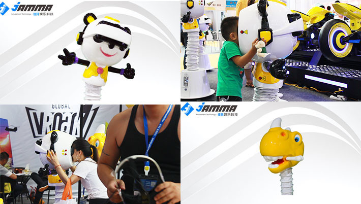 Coin Operated Virtual Reality Cinema Panda Head VR Machine Galvanized Steel Frame For Kids