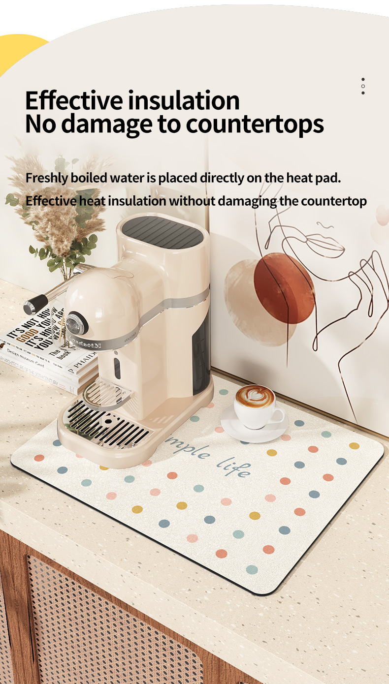 Stocked Soft Diatomite Anti Slip Absorbent Kitchen Drain Dish Coffer Bar Quick Drying Mat