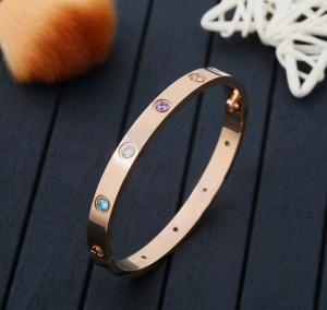 Quality Hot Jewelry Round Bangle Gold Color 316L Stainless Steel bracelet, Coloe Dimond Bangle for women wholesale