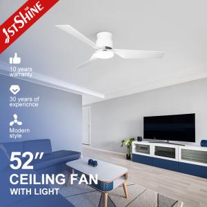 Quality 52 Inches Ceiling Fan Light White Plastic Blades dc Motor Low Profile Living Room wholesale