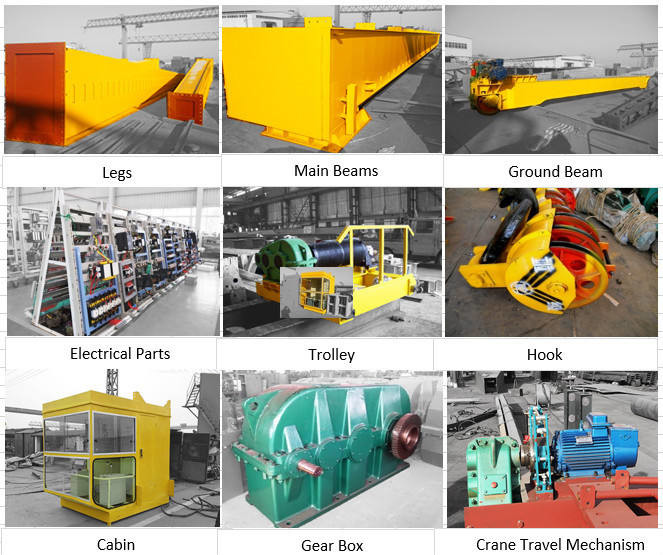 Electricity Powered 10-75t Double Girder Gantry Crane Smooth Lifting With Wireless Remote Control