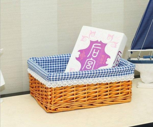 Hand Woven Decoration Organizer Rattan Willow Wicker Cutlery Fruit Storage Tray
