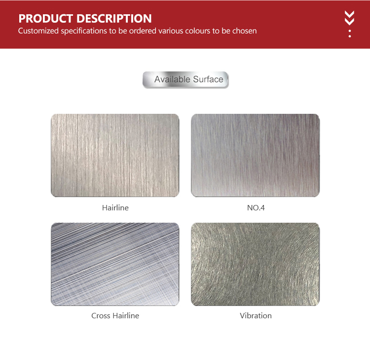 Custom Cut Stainless Steel Plate Brushed 4 Finish No.4 Stainless Steel Sheet Gold Plated