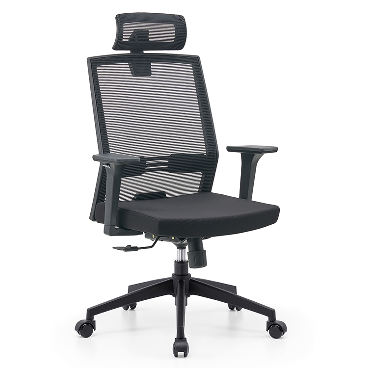 No Handrail Office Chair with Lumbar Support Reversible Armrests and Breathable Mesh