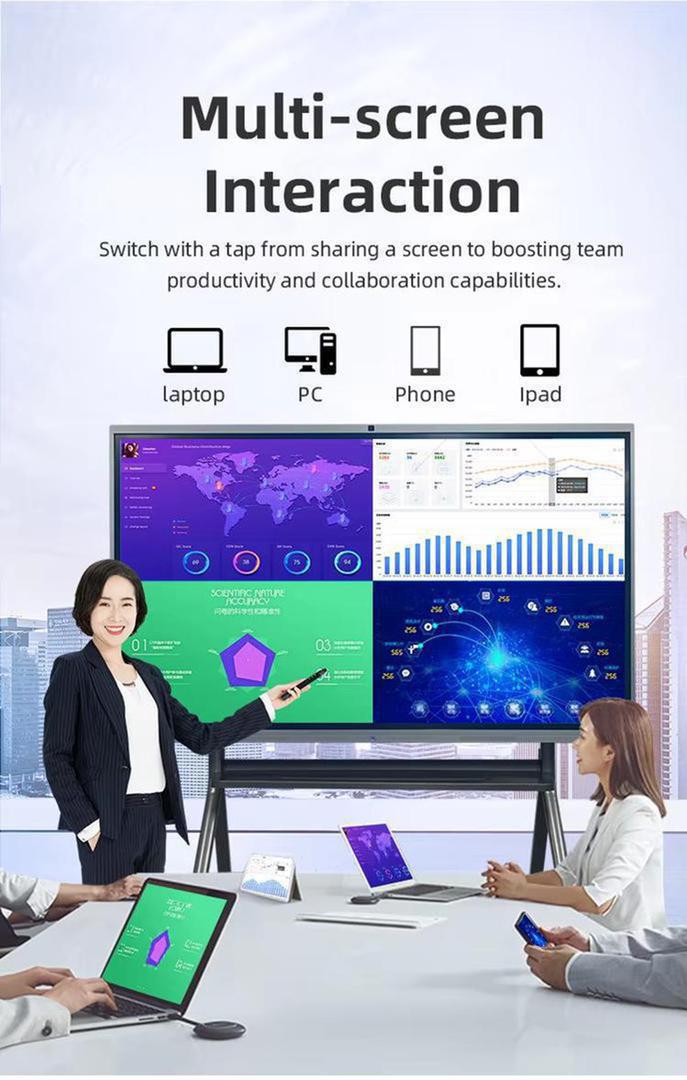 Interactive Smart Whiteboard 3840x2160 4K Screen Panels With Android APPs Software 2