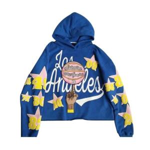 Quality Wholesale Custom Full 3D Puff Print Casual Raw Hem Hooded Pullover Embroidery Logo Cut Edge Hoodie wholesale