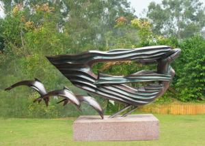 Quality Dolphin Woman Bronze Outdoor Sculptures , Big Modern Bronze Sculpture wholesale